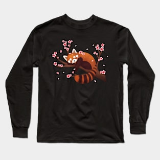 Red Panda Japanese Cherry Blossom Flower Long Sleeve T-Shirt